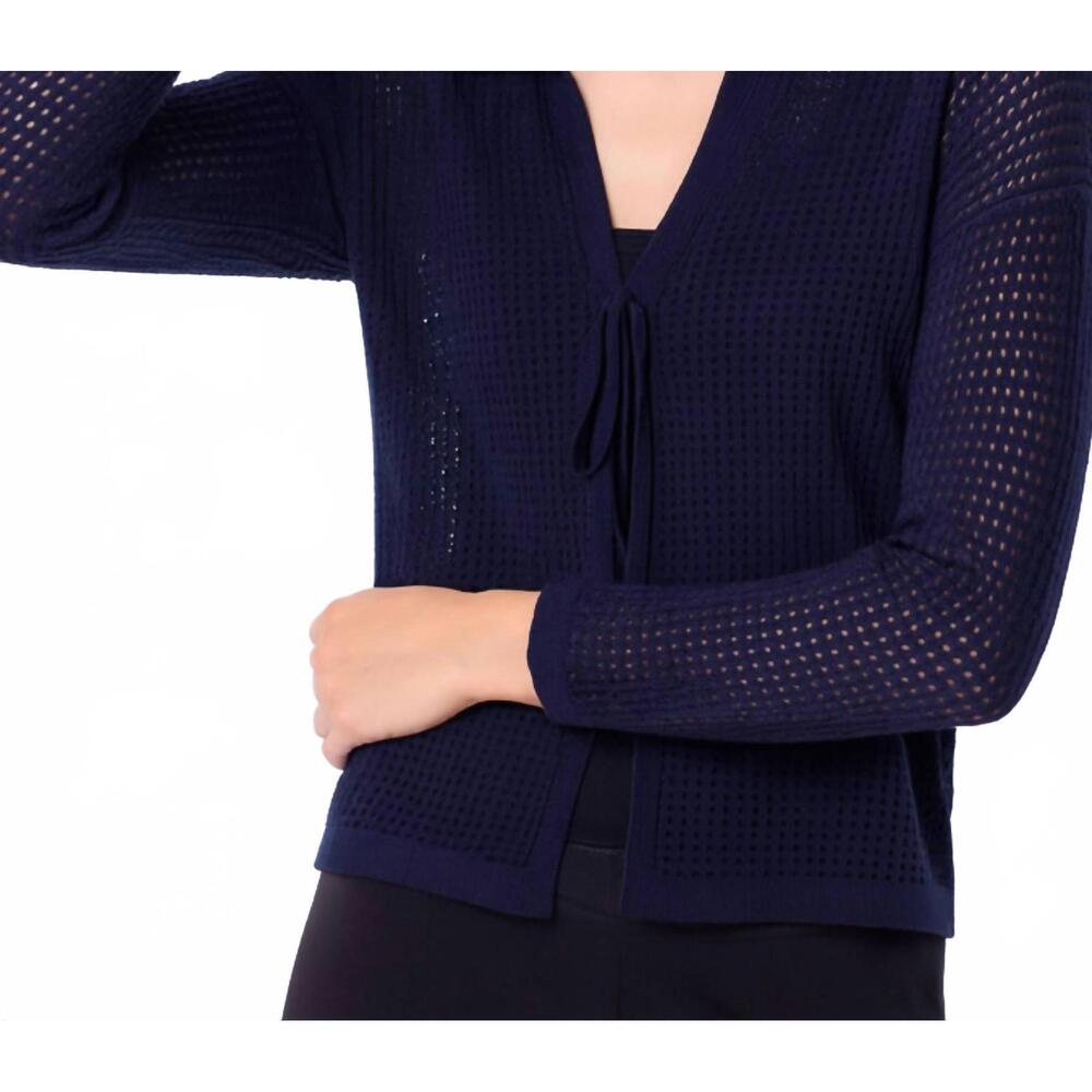 NEW FRENCH KYSS crochet tie cardigan in navy